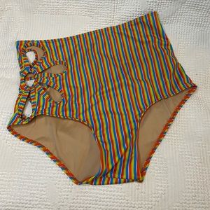 Kortni Jeane Primary Stripe Flower Power Sz S NWOT